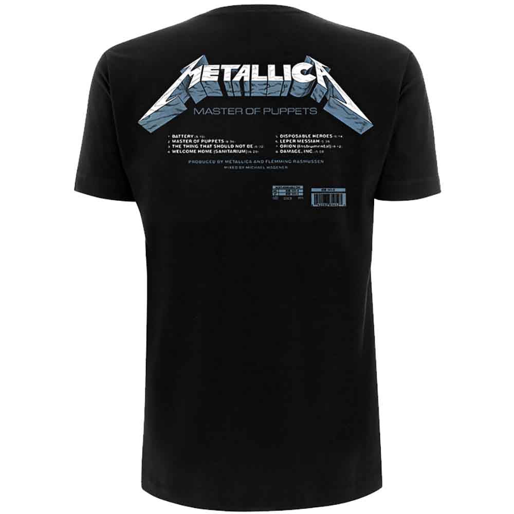 Metallica T-Shirt: Master of Puppets Tracks (Black) (Back Print)