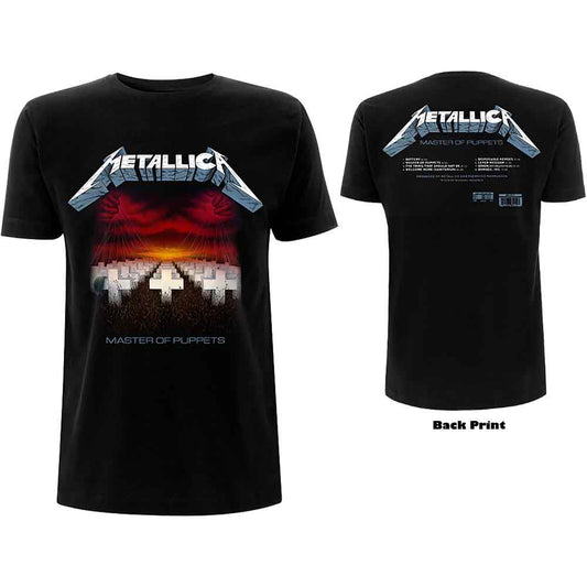 Metallica T-Shirt: Master of Puppets Tracks (Black) (Back Print)